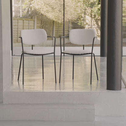 Luca Light Beige Boucle Dining Chairs - Set of 2 - Black Legs - Laura James 