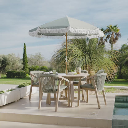 Shiro 4 Seater Round Wooden Garden Dining Set with Shiro Green Rope Dining Chairs - 120cm - Laura James