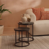 Black Marble Round Nesting Side Tables - Laura James