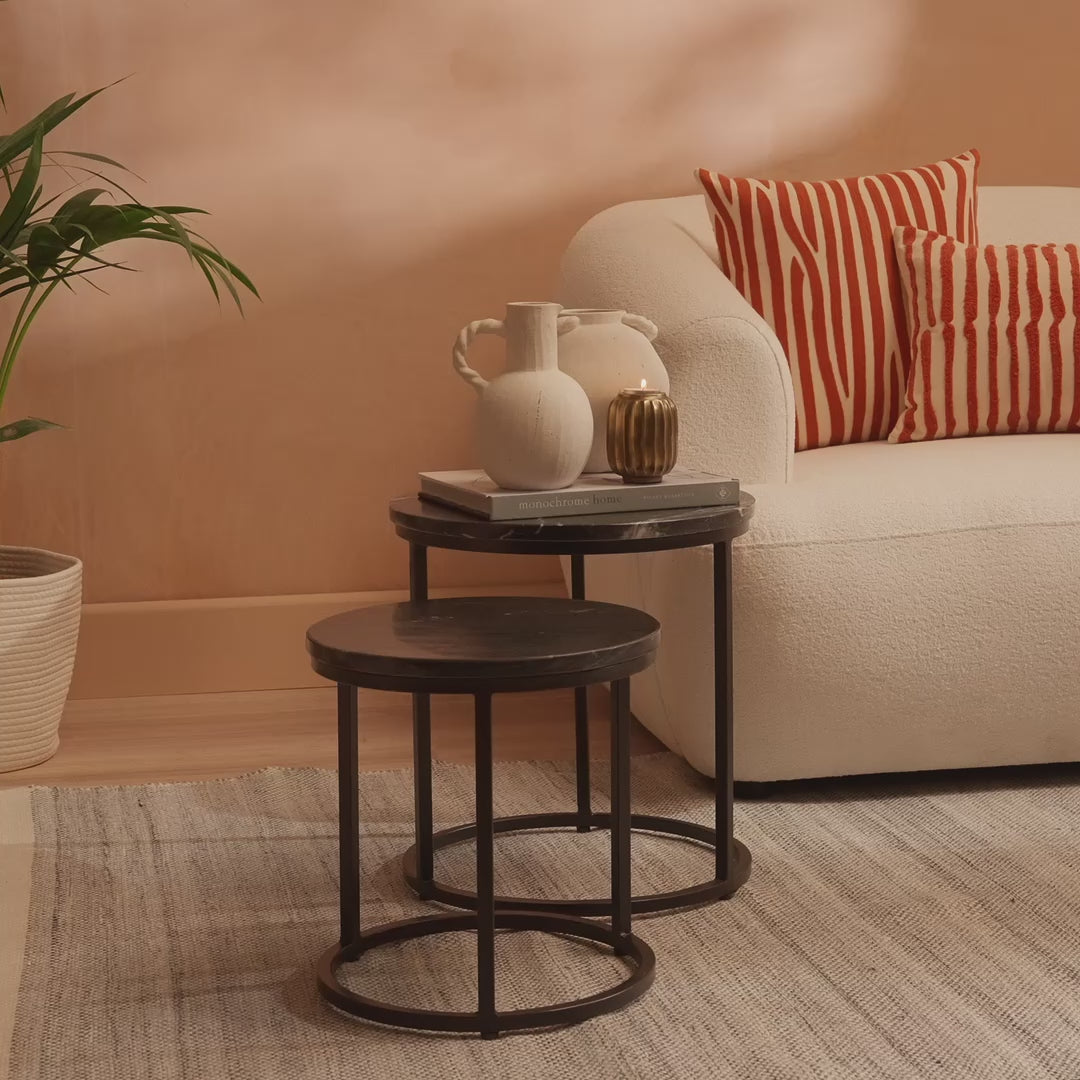 Black Marble Round Nesting Side Tables - Laura James