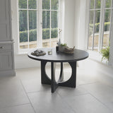 Jade Jet Black Round Acacia Wood Dining Table
