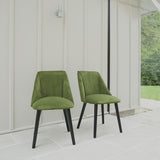 Freya Fern Green Dining Chairs - Set of 2 - Black Oak Legs