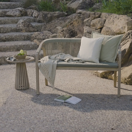 Shiro Wooden Garden Bench - Green Rope - Laura James
