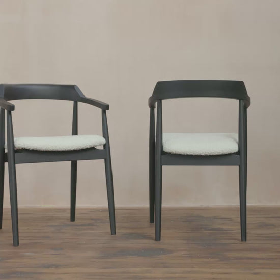 Carter Boucle Dining Armchairs - Set of 2 - Black Oak Legs - Laura James 