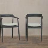 Carter Boucle Dining Armchairs - Set of 2 - Black Oak Legs - Laura James 