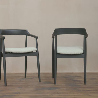 Carter Boucle Dining Armchairs - Set of 2 - Black Oak Legs - Laura James 