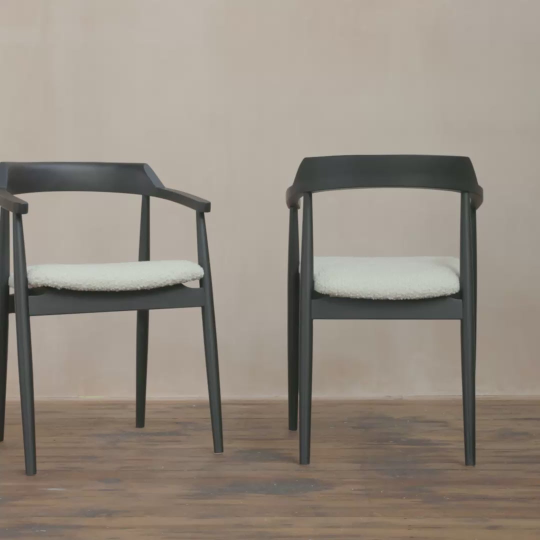Carter Boucle Dining Armchairs - Set of 2 - Black Oak Legs - Laura James 