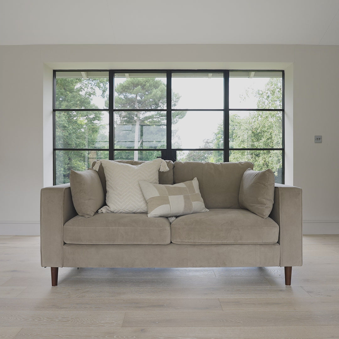 Emily 3 Seater Sofa - Driftwood with Dark Oak Legs - Laura James