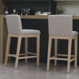 Nolan Fawn Linen Bar Stool - Whitewash Oak Legs - Laura James