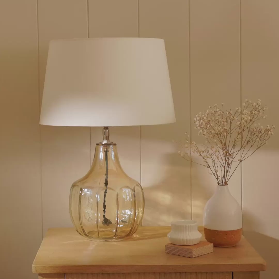 Midford Glass Table Lamp with Coningsby White Shade - 30cm - Laura James