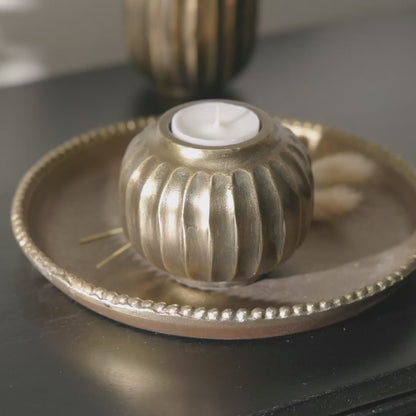 Elcombe Small Metal Tea Light Holder - Bronze - Laura James 