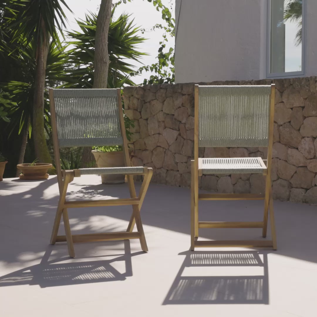Cove White Acacia Green Rope Garden Chairs - Set of 2 - Laura James