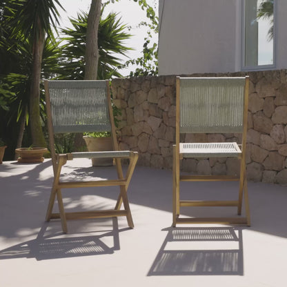 Cove White Acacia Green Rope Garden Chairs - Set of 2 - Laura James