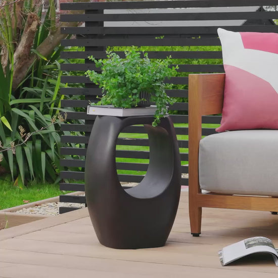 Sohan Concrete Garden Side Table - Lava Black
