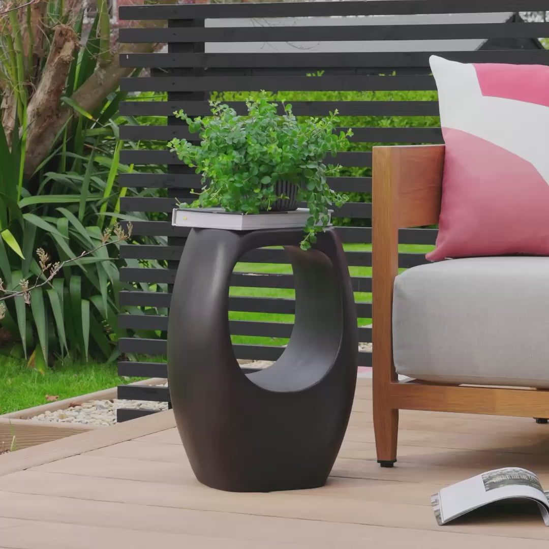 Sohan Concrete Garden Side Table - Lava Black