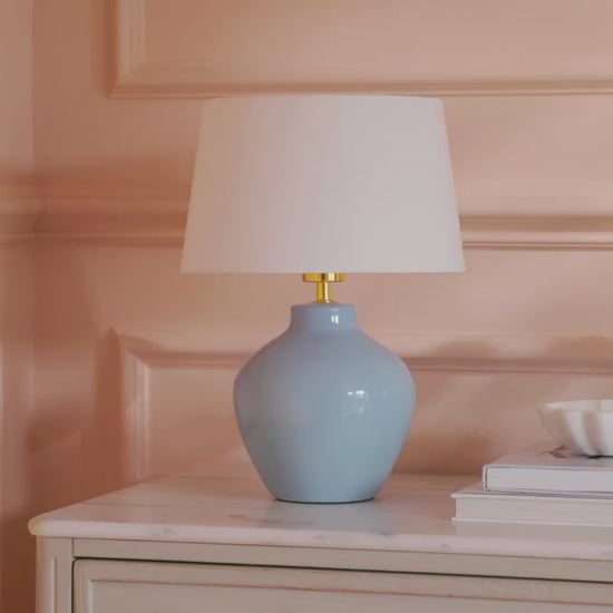 Launton 27cm Ceramic Lamp Base with Coningsby White Shade - 30cm - Laura James 