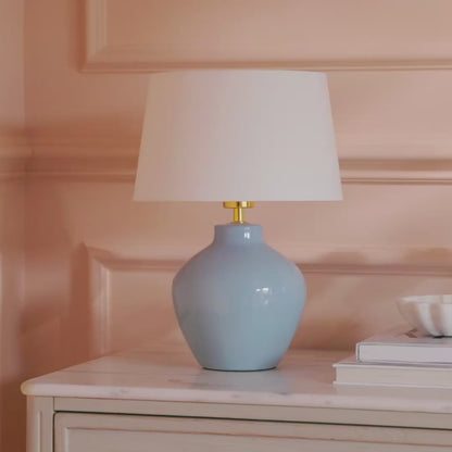 Launton 27cm Ceramic Lamp Base with Coningsby White Shade - 30cm - Laura James 