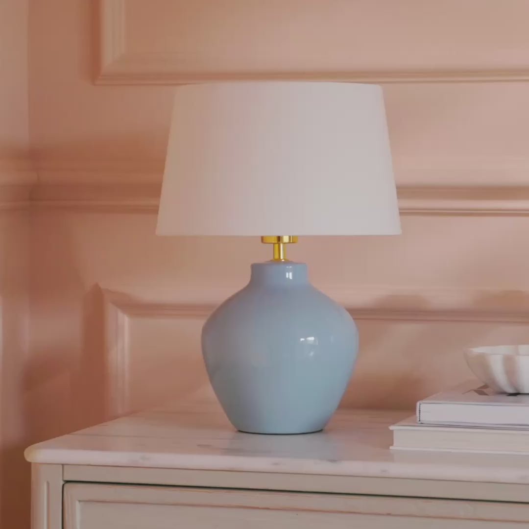 Launton 27cm Ceramic Lamp Base with Coningsby White Shade - 30cm - Laura James 
