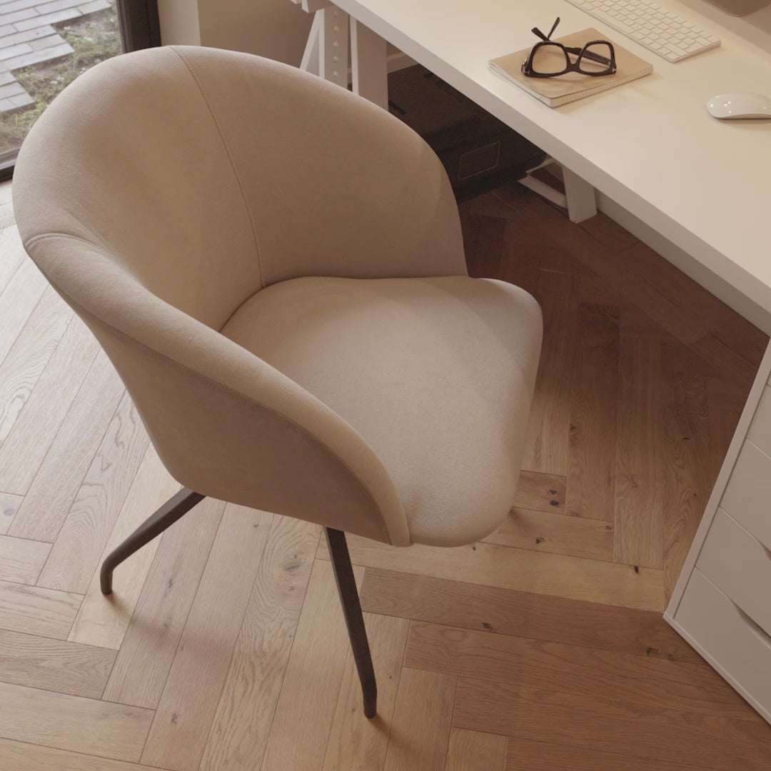 Archer Office Swivel Chair - Soft Beige with Black legs - lAURA jAMES 