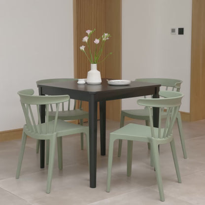 Paul Black Oak Extending Dining Table Set - 4 Seater - Agatha Olive Green Dining Chairs - Laura James