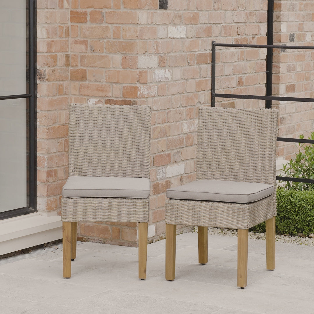Oliver Rattan Dining Chairs with Acacia Wood Legs - Set of 2