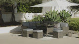 Aston 9 Seater Rattan Corner Sofa Set with Cream Parasol - Grey