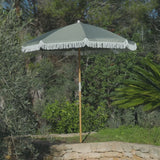 Oia Round Parasol 2m - Wooden Pole - Olive Green - Laura James