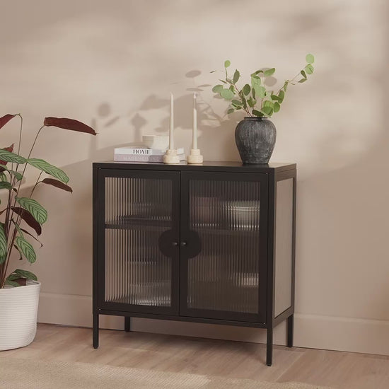 Indiana Black Metal 2 Door Sideboard - 80cm - Laura James