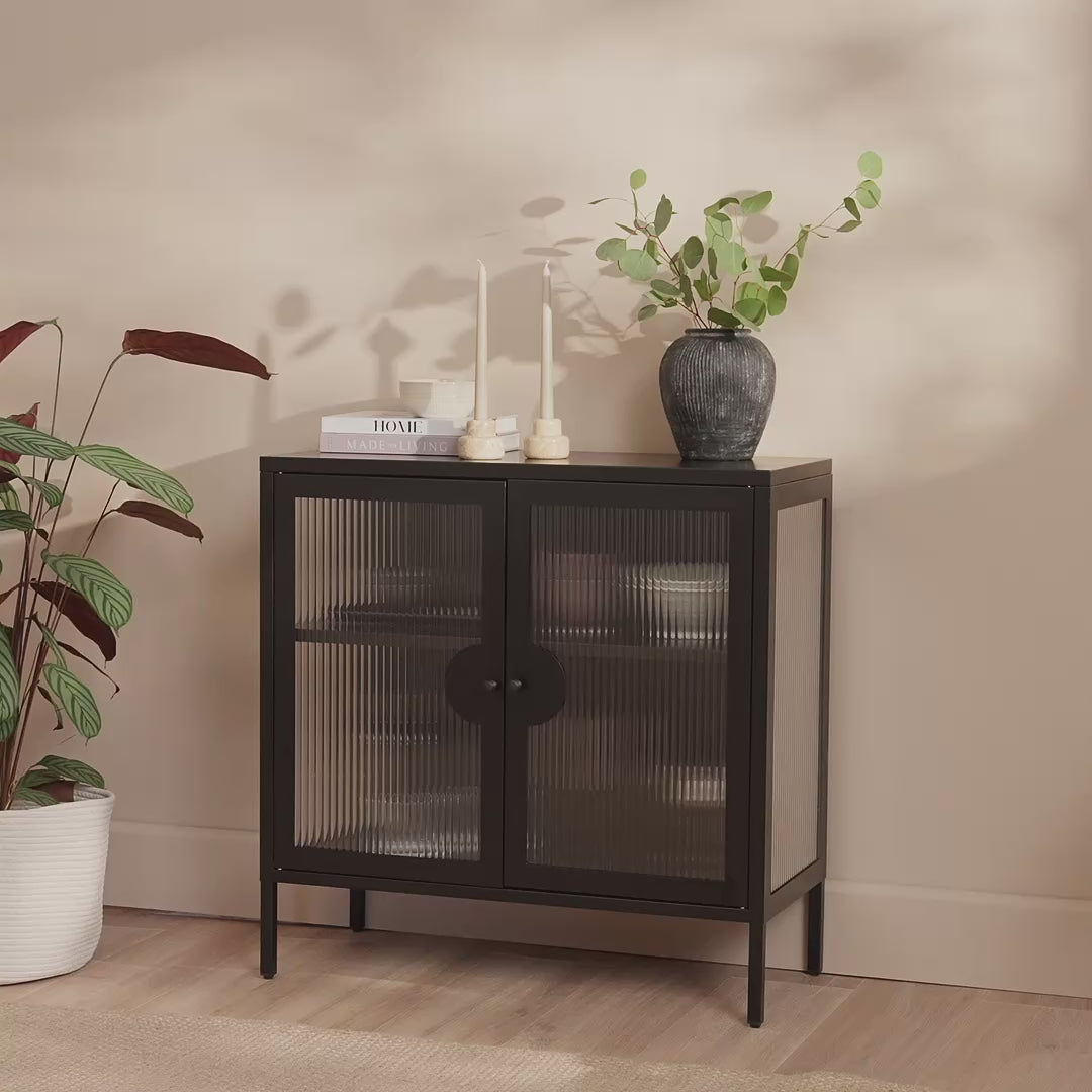 Indiana Black Metal 2 Door Sideboard - 80cm - Laura James