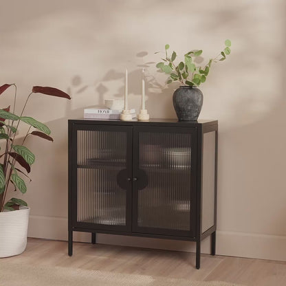 Indiana Black Metal 2 Door Sideboard - 80cm - Laura James