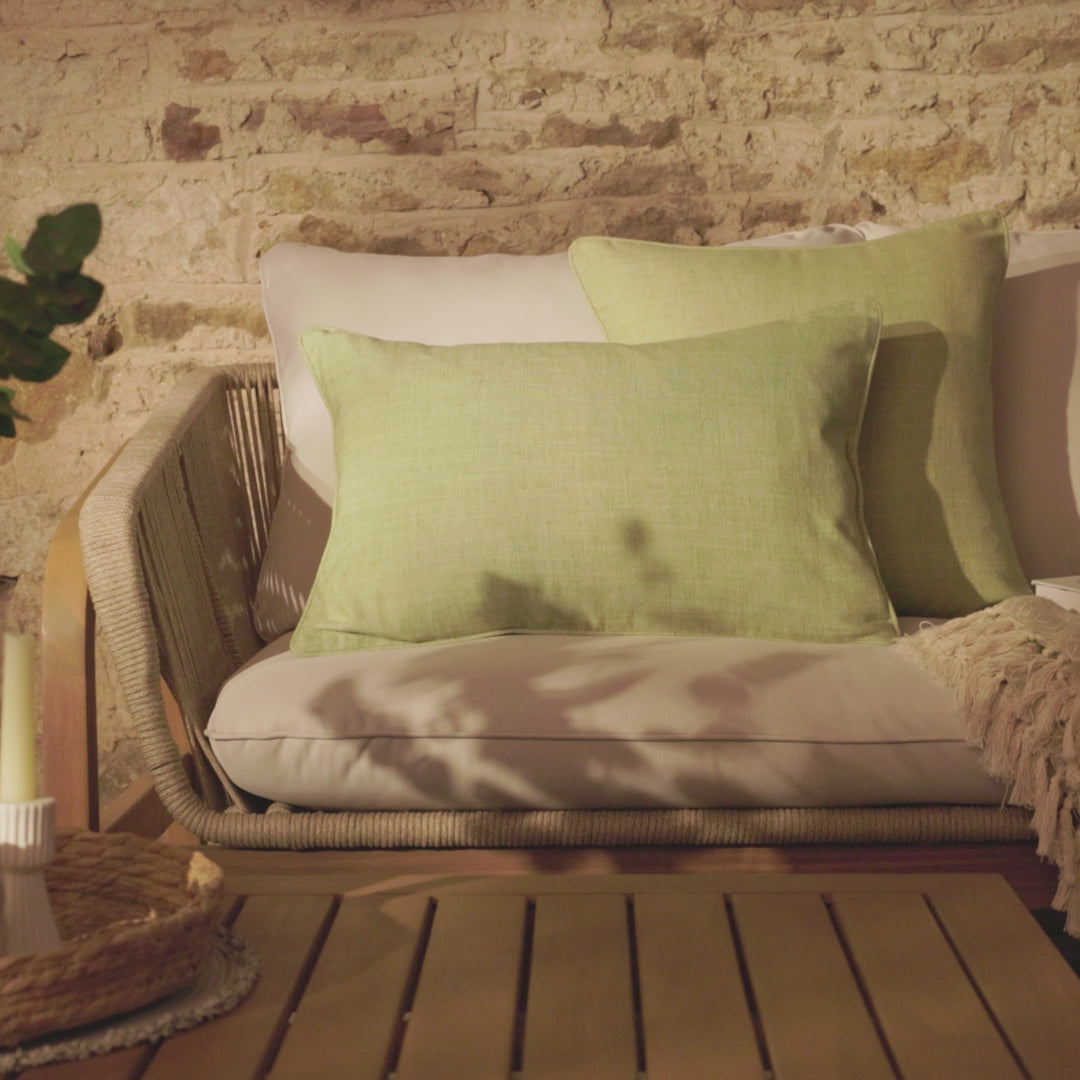 Camber 35x55cm Garden Scatter Cushion Cover - Sage Green with Green Piping - Laura James