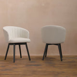 Arabella Natural Beige Dining Chair - Set of 2 - Black Oak Legs - Laura James 