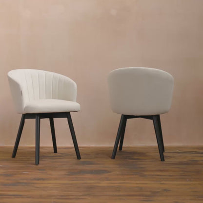 Arabella Natural Beige Dining Chair - Set of 2 - Black Oak Legs - Laura James 