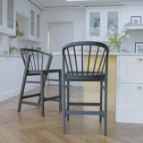 Mabel Black Oak Bar Stools - Set of 2 - Laura James 