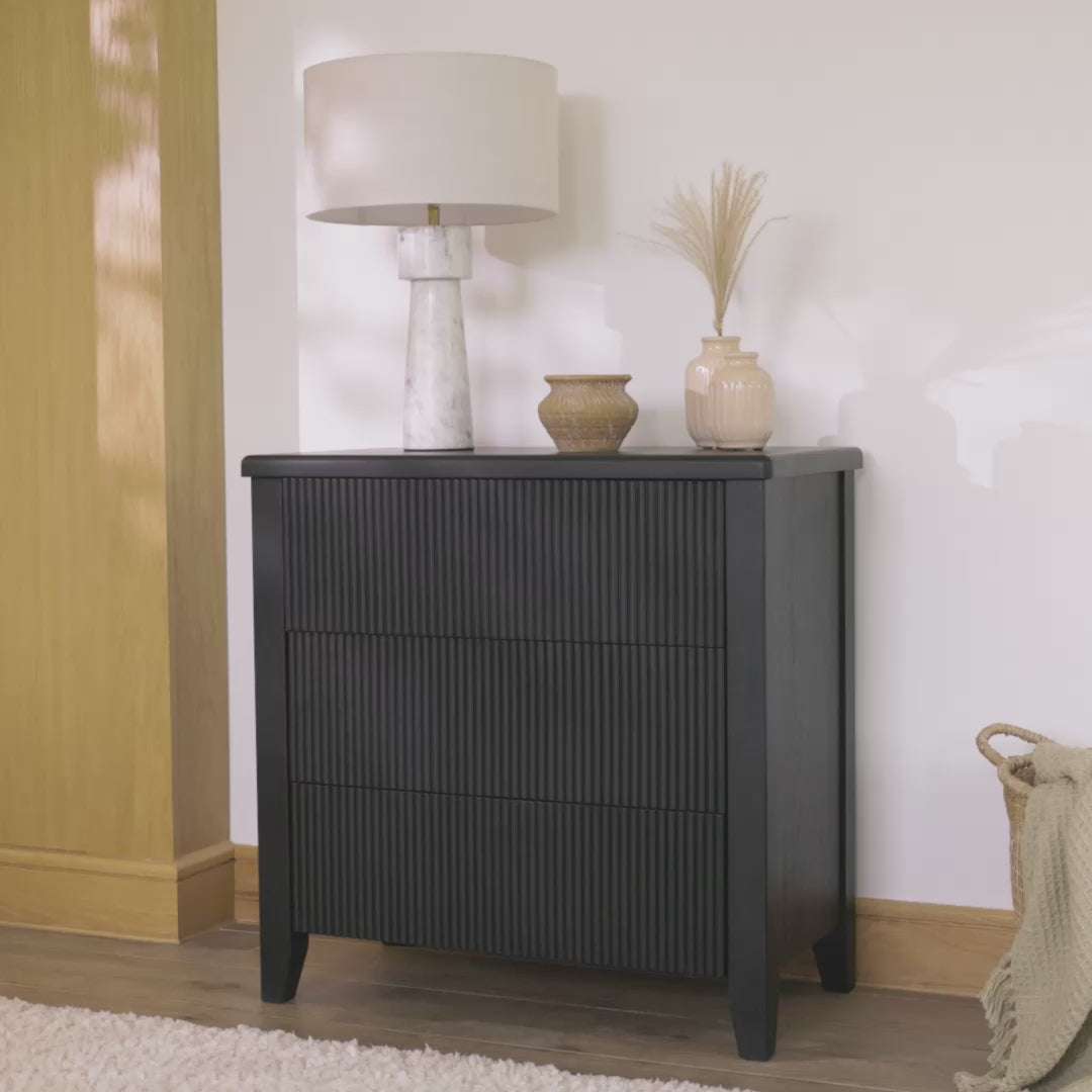 Raleigh 3 Drawer Chest of Drawers - Black - Laura James