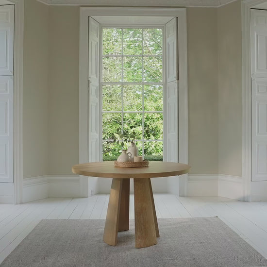 Farren Whitewash Oak Round Dining Table - Laura James