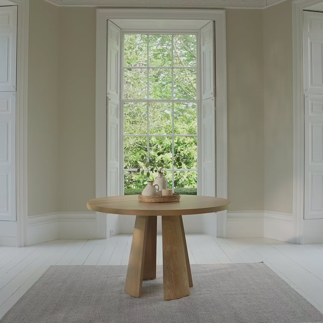 Farren Whitewash Oak Round Dining Table - Laura James
