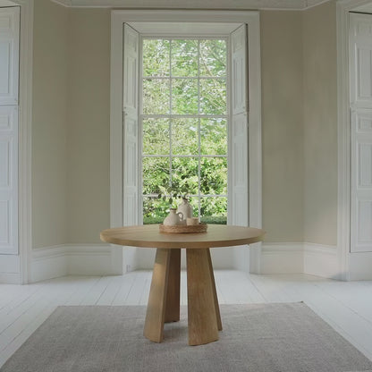 Farren Whitewash Oak Round Dining Table - Laura James