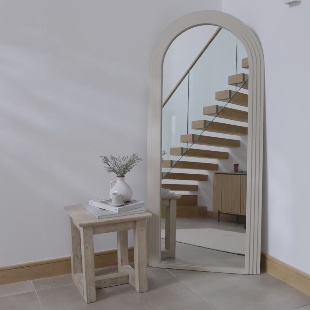 Kubu 180 x 80cm Wooden Arch Mirror - Taupe - Laura James