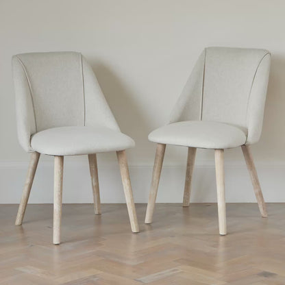 Freya Sand Dining Chairs - Set of 2 - Whitewash Oak Legs - Laura James 