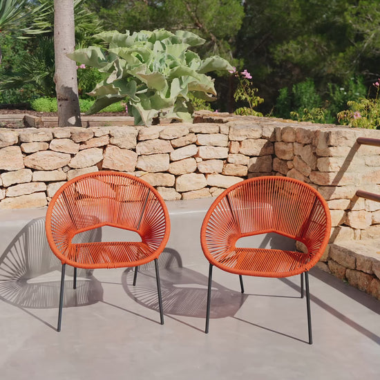 Eli Burnt Orange Rope Chairs - Set of 2 - Laura James