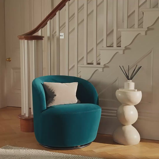 Sawyer 68cm Swivel Armchair - Deep Teal - Laura James