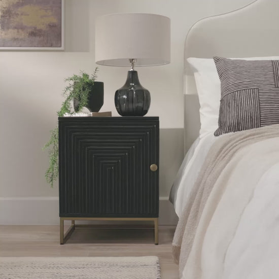 Rayna Black 1 Door Left Bedside Table - Laura James 