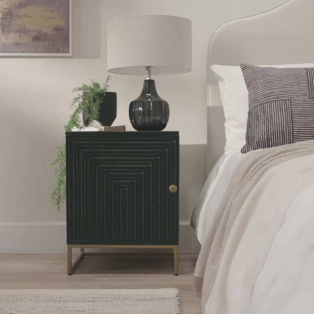 Rayna Black 1 Door Left Bedside Table - Laura James 