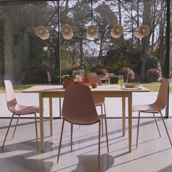 Paul Whitewash Extendable Dining Table Set - 4 Seater - Wren Pink Dining Chairs 
