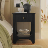 Jade 1 Drawer Bedside Table - Jet Black Mango Wood - Laura James