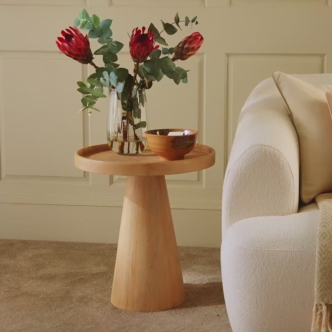 Rhiannon 45cm Round Side Table - Whitewash Oak - Laura James