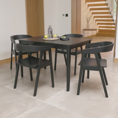 Paul Black Oak Extending Dining Table Set - 4 Seater - Ella Carver Chairs - Black Oak