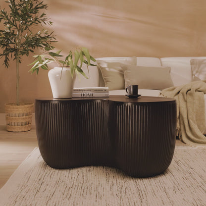 Sohan 84cm Kidney Coffee Table - Lava Black - Laura James
