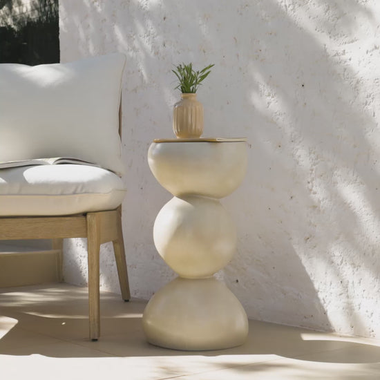 Alder Small Concrete Garden Side Table - Sand - Laura James